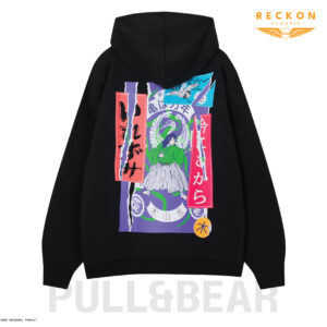 PULL & BEAR UNISEX DROP SHOULDER HOODIE – BLACK - Image 3