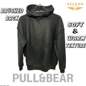 PULL & BEAR UNISEX DROP SHOULDER HOODIE – BLACK - Image 9